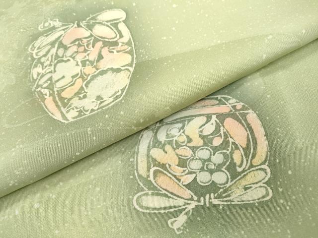 平和屋着物▼上質な小紋 地紋起こし 陶器花文 暈し染 正絹 逸品 DABC6707fe