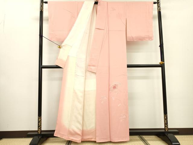 平和屋着物▼中国三大刺繍 スワトウ刺繍 汕頭刺繍 総刺繍 訪問着 扇面花文 珊瑚色 正絹 逸品 DABC6713fe