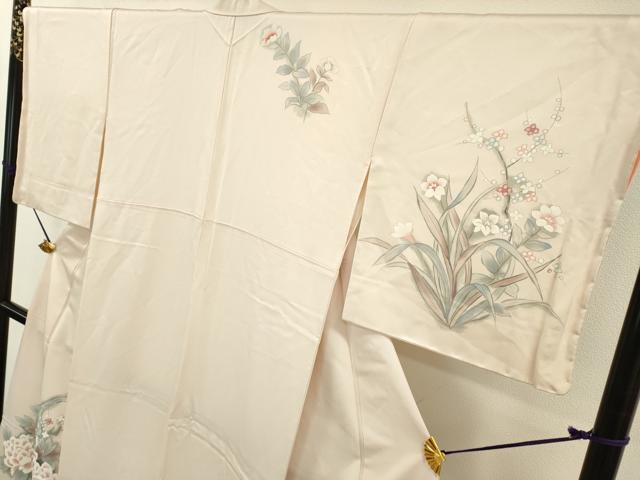 平和屋着物▼訪問着 手描き 枝花 牡丹 暈し染 正絹 逸品 DABC6738fe