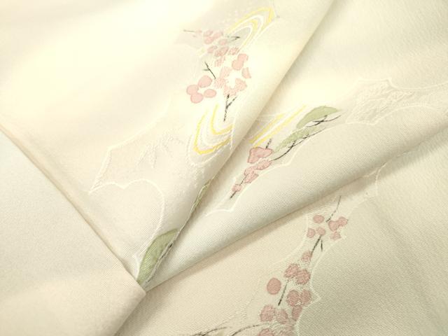 平和屋着物▼上質な小紋 地紋起こし 手描き 流水花松文 暈し染 正絹 逸品 DABC6790fe
