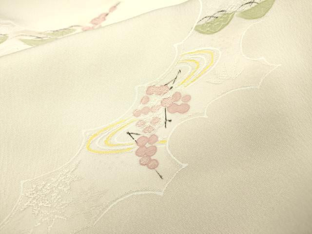 平和屋着物▼上質な小紋 地紋起こし 手描き 流水花松文 暈し染 正絹 逸品 DABC6790fe