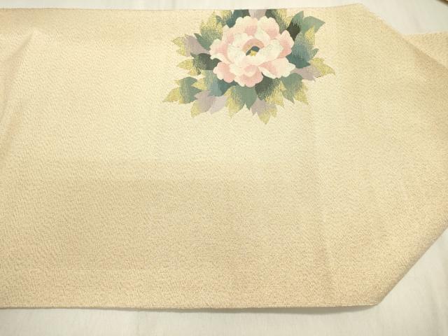 平和屋着物●爪掻き本綴れ 八寸名古屋帯 牡丹 金銀糸 正絹 逸品 DABC6852fe
