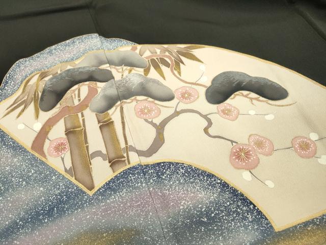 平和屋着物■豪華黒留袖 刺繍 松竹梅 暈し染 金彩 正絹 逸品 DABC6865fe