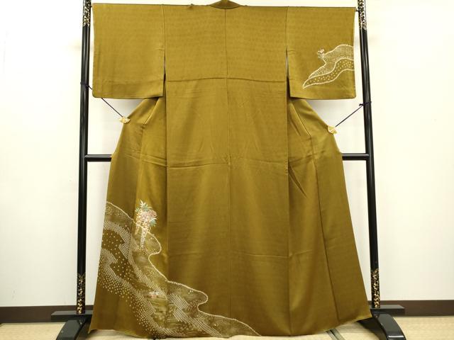 平和屋着物■訪問着 駒刺繍 絞り 藤花房花毬文 金彩 正絹 逸品 DABC6889fe