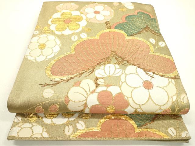 平和屋着物▼六通柄袋帯 花松文 金糸 正絹 逸品 DABC7000fe