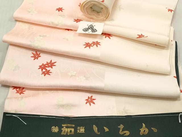 平和屋着物●創業460年・千總 長襦袢 反物 着尺 流水楓花文 暈し染め 逸品 未使用 DABC7243we