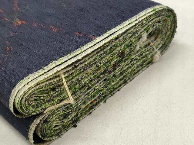 平和屋着物▼小千谷紬 反物 着尺 抽象文様 逸品 未使用 DABC7268we