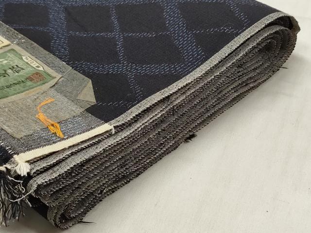 平和屋着物●結城紬 反物 着尺 菱文 証紙付き 逸品 未使用 DABC7331we