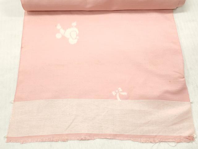 平和屋着物●紬 反物 着尺 プードル 犬 リボン 逸品 未使用 DABC7511we