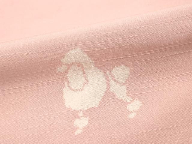 平和屋着物●紬 反物 着尺 プードル 犬 リボン 逸品 未使用 DABC7511we