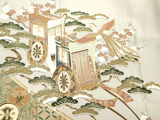 平和屋着物■豪華色留袖 幔幕御所車花松文 金彩 正絹 逸品 DABC7650ya