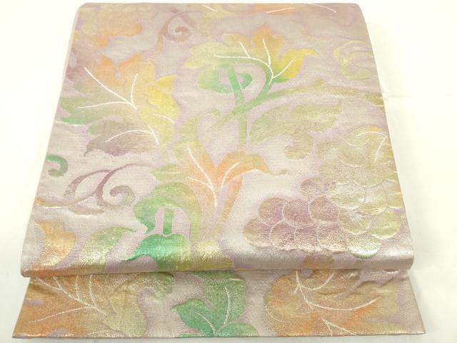 平和屋着物◎六通柄袋帯 葡萄唐草文 金彩 正絹 逸品 DABC7699ya