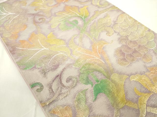 平和屋着物◎六通柄袋帯 葡萄唐草文 金彩 正絹 逸品 DABC7699ya