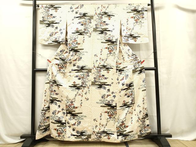 平和屋着物■上質な小紋 絞り 花鳥文 金彩 まるやま扱い 正絹 逸品 DABC7710ya
