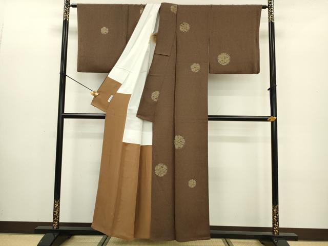 平和屋着物■上質な小紋 雪輪笹竹文 正絹 逸品 DABC7739ya