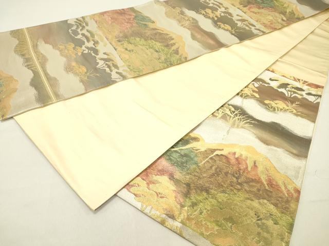 平和屋着物◎六通柄袋帯 遠山枝松文 金銀糸 正絹 逸品 DABC7771ya