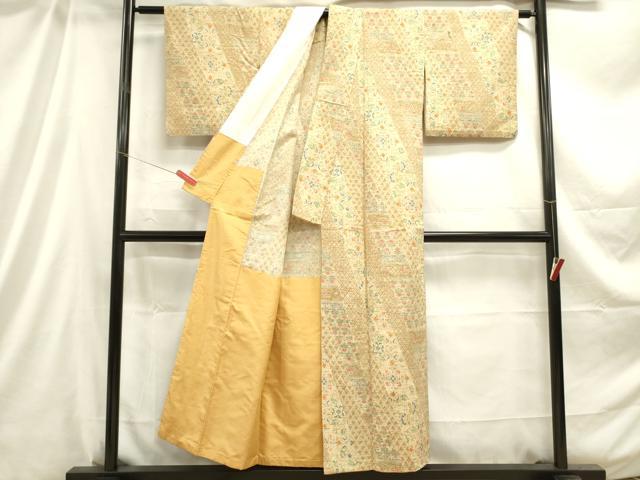平和屋着物■上質な紬 吉祥花文 胴抜き仕立て 正絹 逸品 DABC7832ya