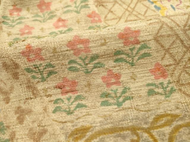 平和屋着物■上質な紬 吉祥花文 胴抜き仕立て 正絹 逸品 DABC7832ya