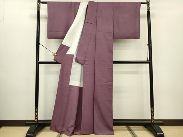 平和屋着物■上質な色無地 霞地紋 滅紫色 正絹 逸品 DABC7896ya