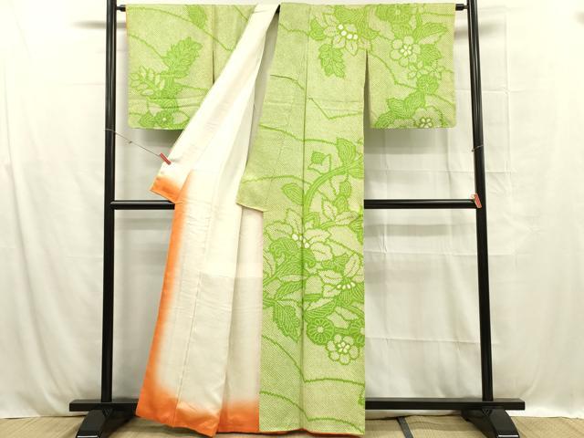 平和屋着物■訪問着 総絞り 草花文 正絹 逸品 DABC7914ya