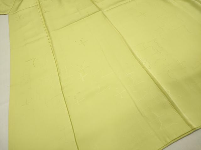 平和屋着物■上質な色無地 幾何学地紋 刈安色 正絹 逸品 DABC7924ya
