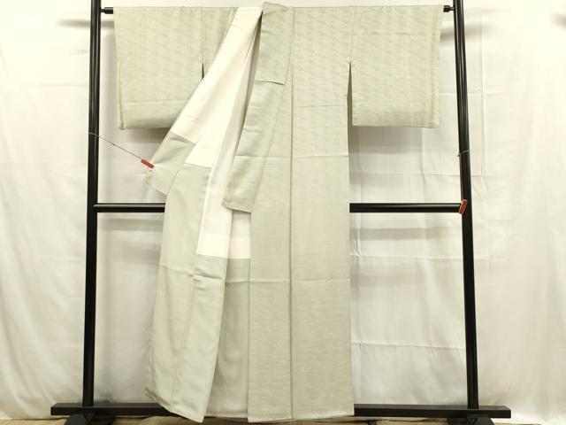 平和屋着物■上質な色無地 流水地紋 柳鼠色 正絹 逸品 DABC7925ya