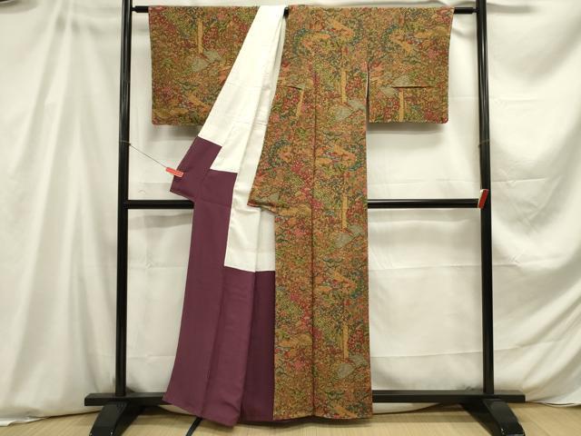 平和屋着物■上質な小紋 更紗花文 正絹 逸品 未使用 DABC7998ya
