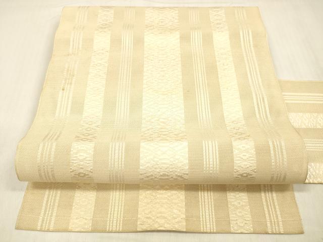 平和屋着物*夏物 本場筑前博多織 八寸名古屋帯 紗献上 肌色 正絹 逸品 DABC8019cm