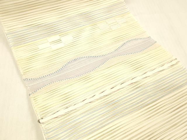 平和屋着物*夏物 絽綴れ 八寸名古屋帯 横段文 金銀糸 正絹 逸品 DABC8086cm