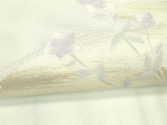 平和屋着物*夏物 八寸名古屋帯 草花文 銀糸 DABC8110cm