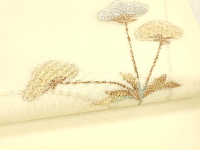 平和屋着物*夏物 九寸開き名古屋帯 枝花文 金銀糸 正絹 逸品 DABC8111cm