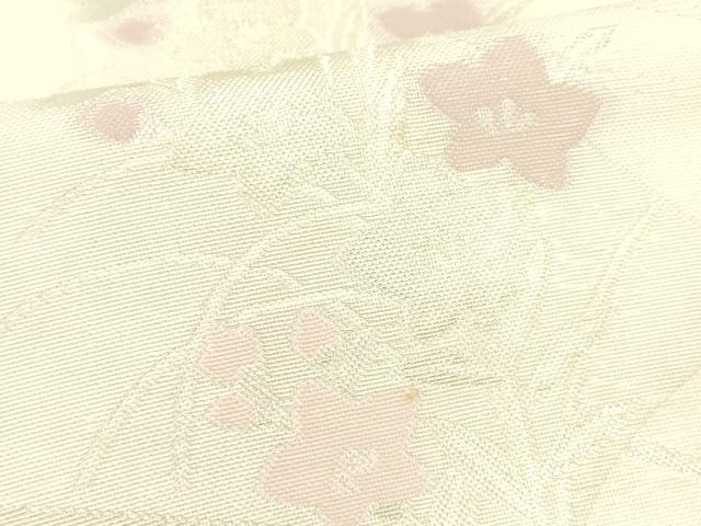 平和屋着物*夏物 六通柄袋帯 流水扇面草花文 銀糸 DABC8137cm