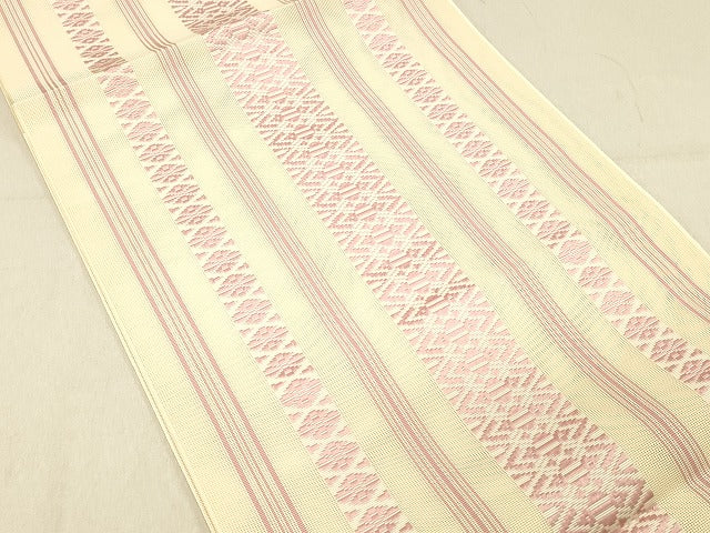平和屋着物*夏物 本場筑前博多織 八寸名古屋帯 紗献上 正絹 逸品 DABC8185cm
