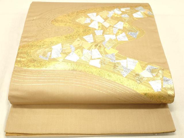 平和屋着物●太鼓柄袋帯 流水文 金銀彩 正絹 逸品 DABC8186cm