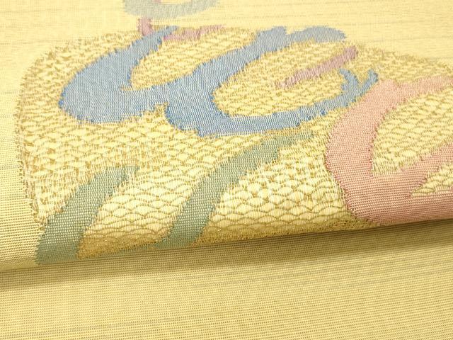 平和屋着物*夏物 太鼓柄袋帯 抽象文様 金糸 正絹 逸品 DABC8210cm