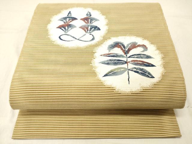 平和屋着物*夏物 絽綴れ 八寸名古屋帯 草花文 正絹 逸品 DABC8222cm