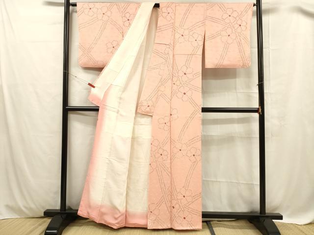 平和屋着物■上質な小紋 総絞り 舞花文 正絹 逸品 DABC8257cm