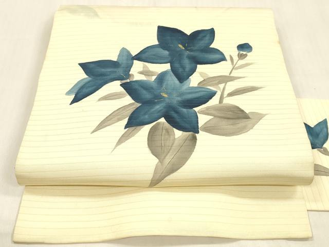 平和屋着物*夏物 九寸名古屋帯 手描き 草花文 金彩 DABC8267cm