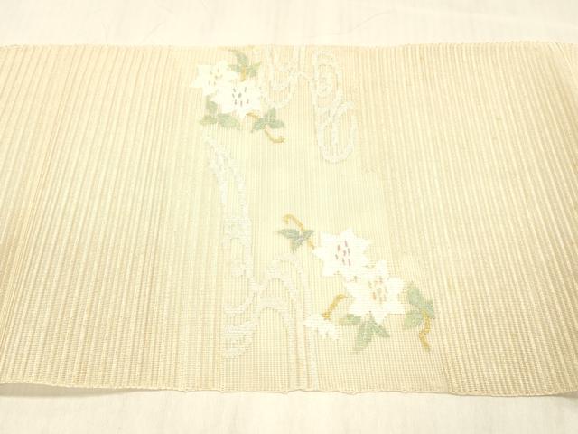 平和屋着物*夏物 絽綴れ 八寸名古屋帯 流水花文 金銀糸 正絹 逸品 DABC8277cm