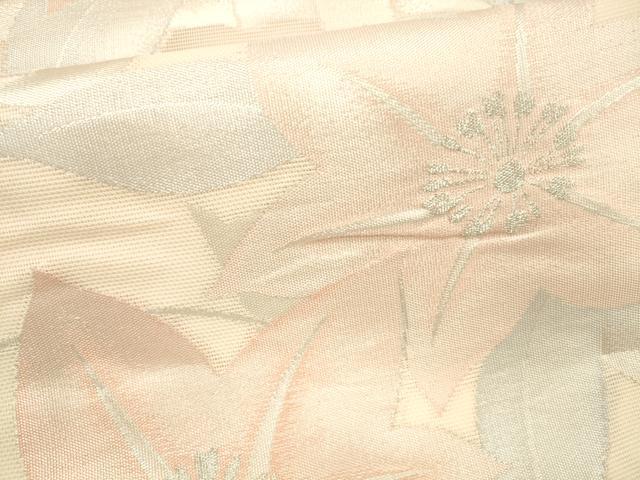 平和屋着物*夏物 九寸名古屋帯 竹垣蔦の葉花文 銀糸 正絹 逸品 DABC8280cm