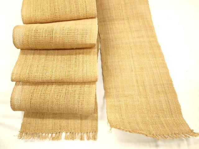 平和屋着物*夏物 半幅帯 狐色 麻 逸品 DABC8295cm
