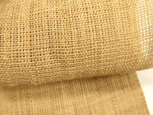 平和屋着物*夏物 半幅帯 狐色 麻 逸品 DABC8295cm