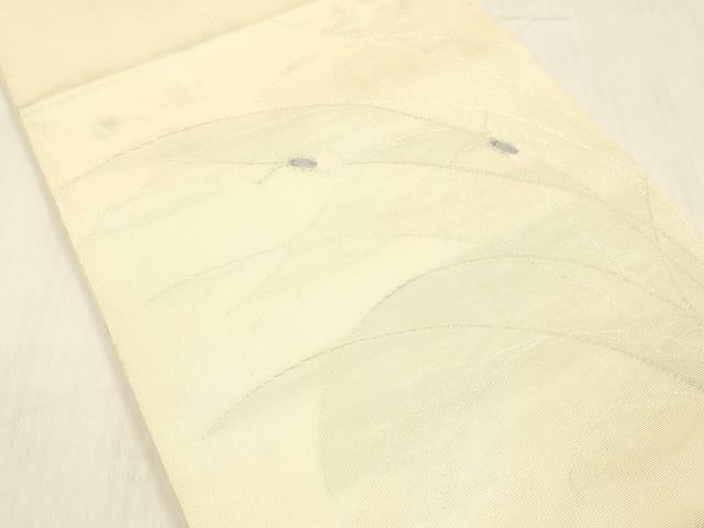 平和屋着物*夏物 太鼓袋帯 夏虫草葉文 銀糸 正絹 逸品 DABC8297cm