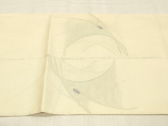 平和屋着物*夏物 太鼓袋帯 夏虫草葉文 銀糸 正絹 逸品 DABC8297cm