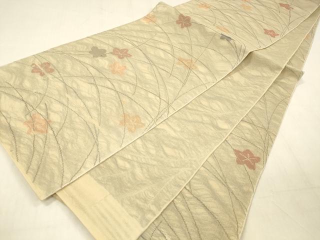 平和屋着物*夏物 全通柄 本袋帯 草葉文 金銀糸 正絹 逸品 DABC8298cm