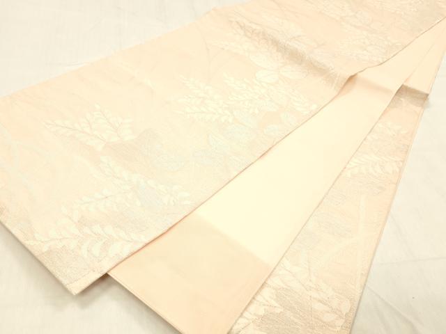 平和屋着物*夏物 六通柄 本袋帯 草葉文 銀糸 正絹 逸品 DABC8308cm
