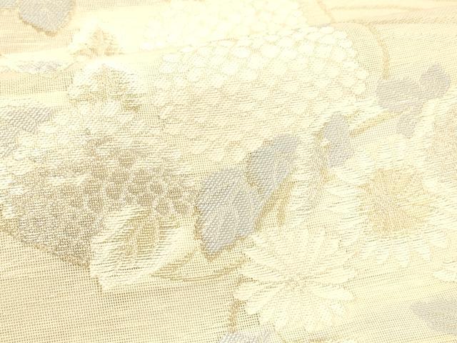 平和屋着物*夏物 六通柄袋帯 流水草花文 金銀糸 正絹 逸品 DABC8315cm