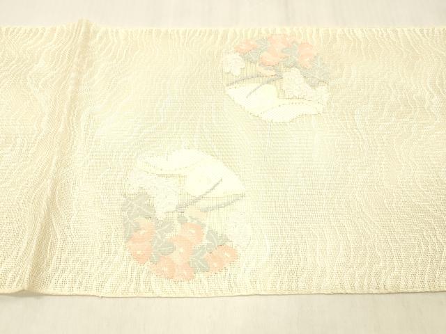 平和屋着物*夏物 太鼓柄袋帯 草花文 正絹 逸品 DABC8322cm