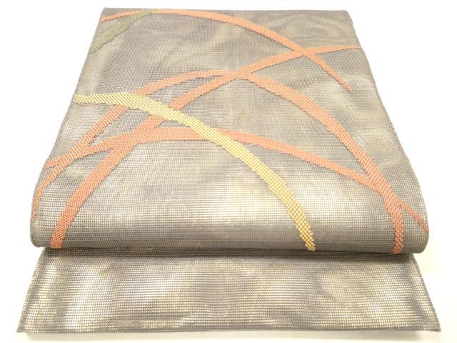 平和屋着物*夏物 太鼓柄 本袋帯 草葉文 金銀糸 正絹 逸品 DABC8327cm