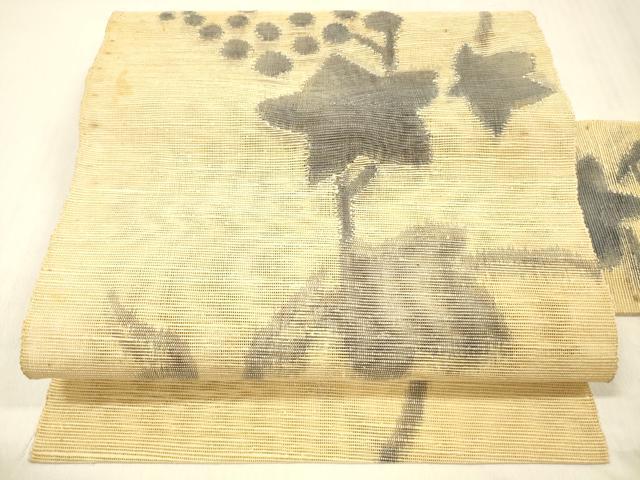 平和屋着物*夏物 八寸名古屋帯 葡萄枝葉文 正絹 逸品 DABC8333cm